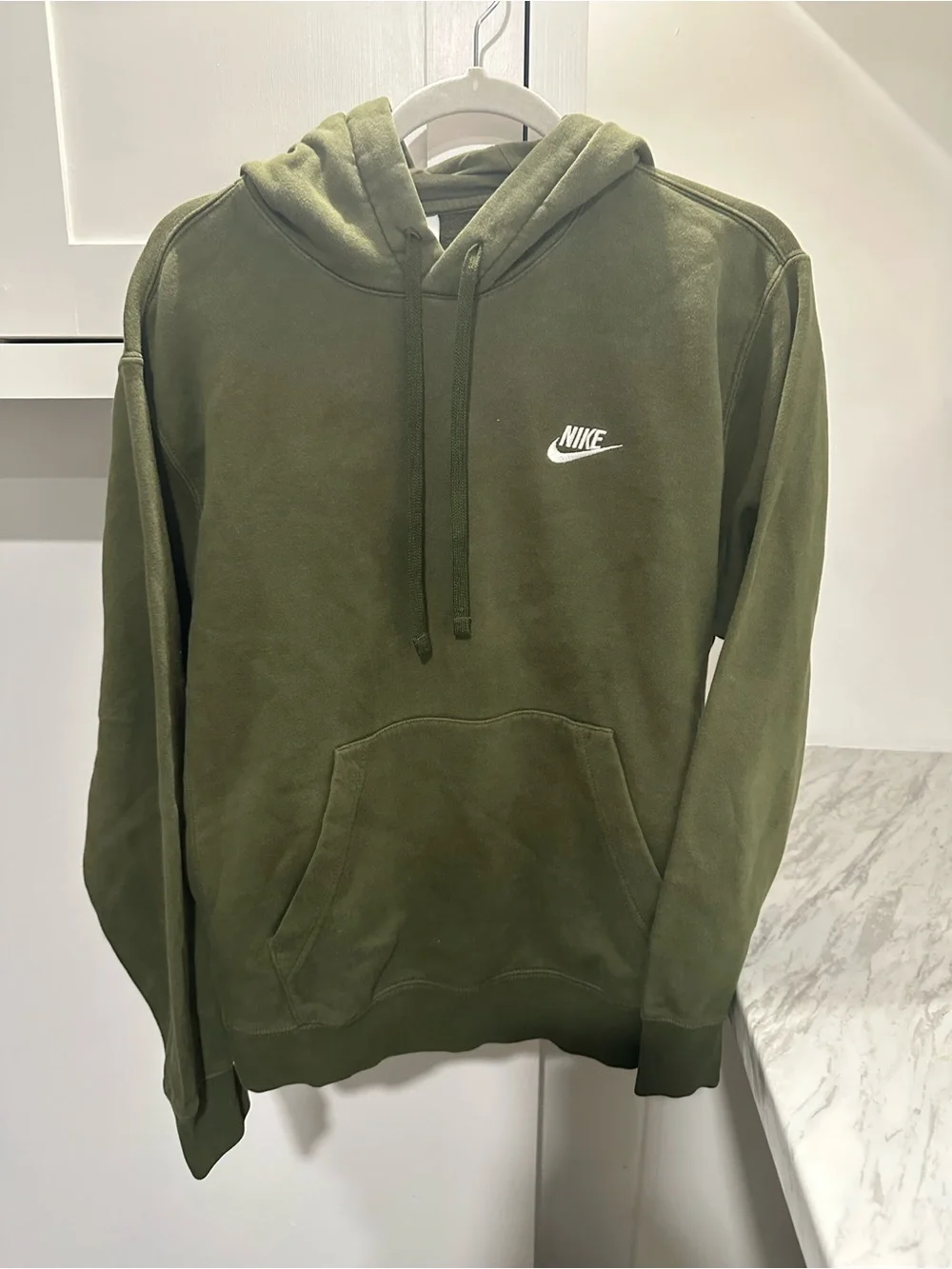 Nike Olive Green Pullover Hoodie with White Logo